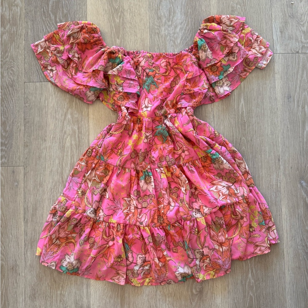 Floral Pink Off-Shoulder Dress